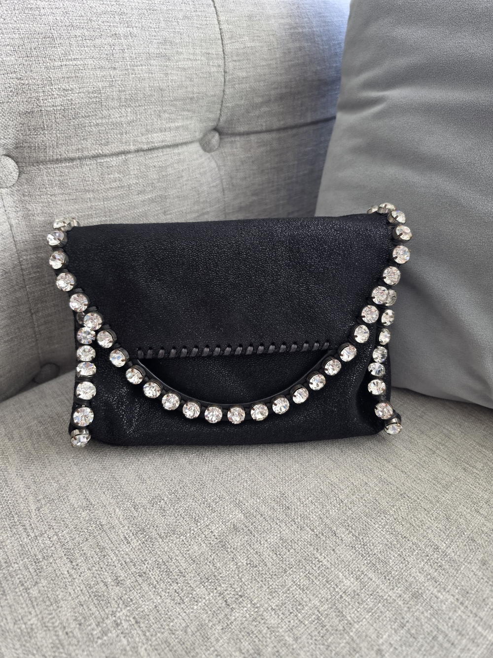 Stella McCartney Falabella Black Crystal Embellished Crossbody Mini Bag clutch